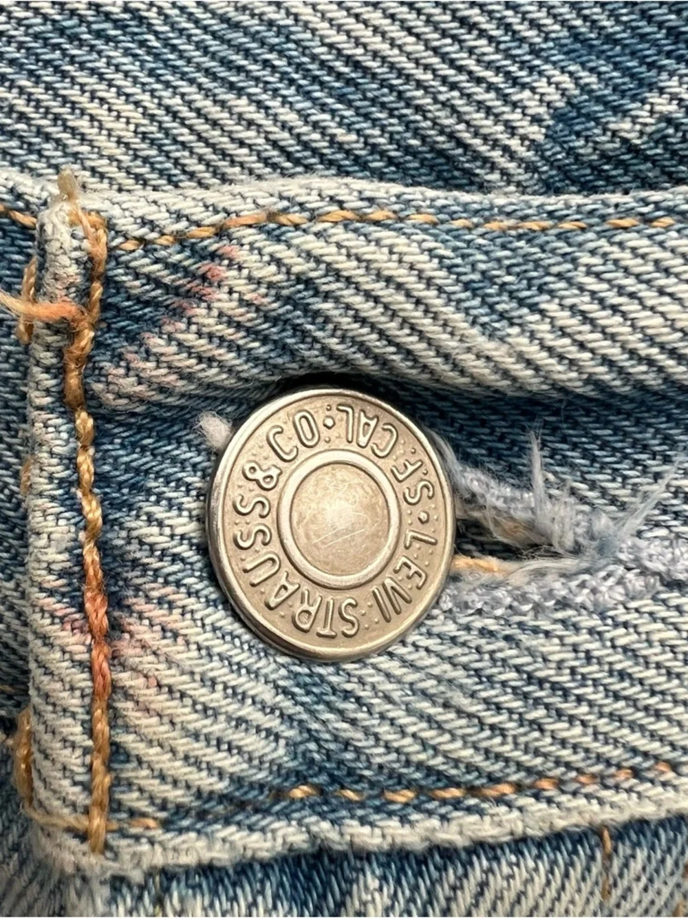 Levi’s Premium 501 Original High Rise Distressed Cutoff Big E Denim Shorts